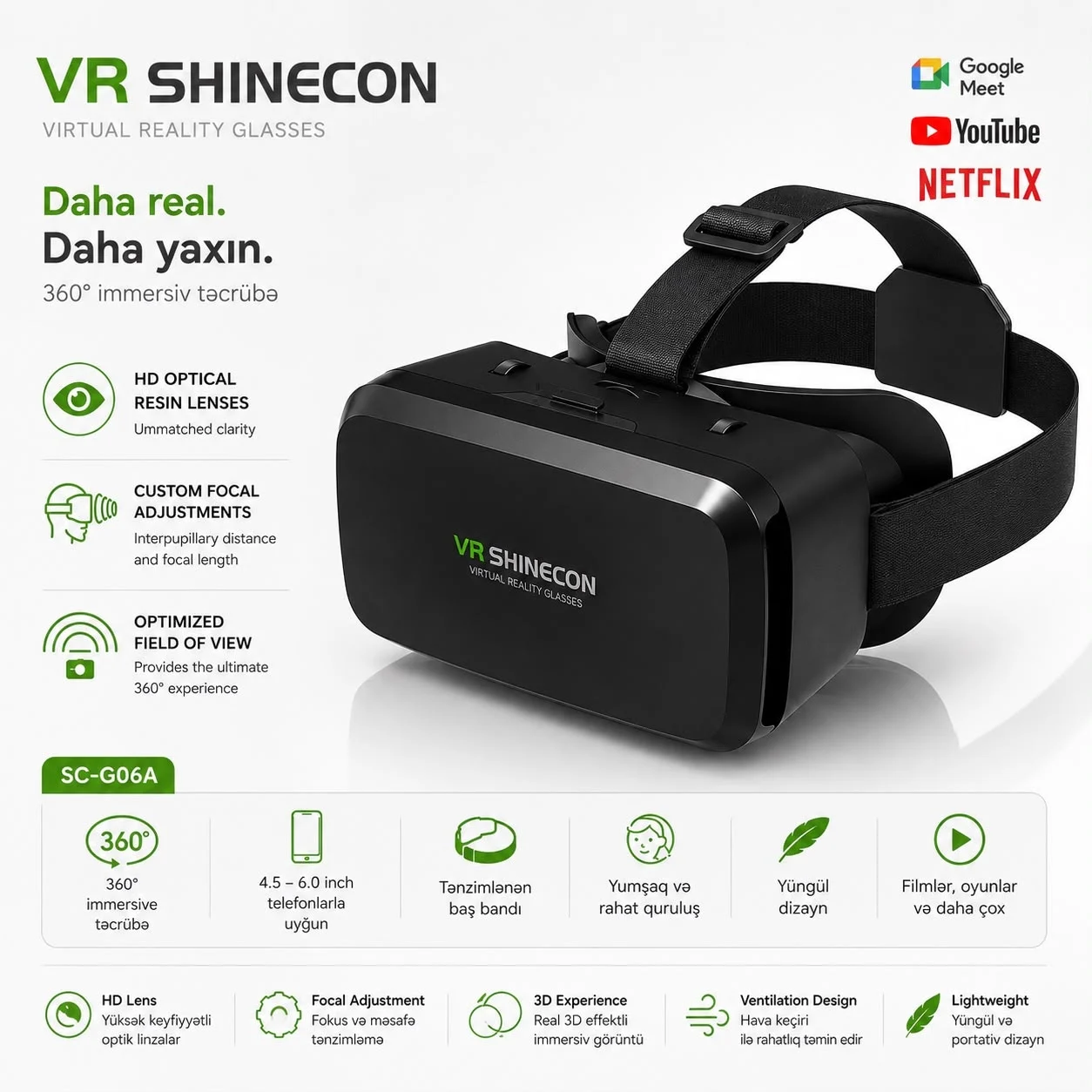 VR SHINECON SC-G06A virtual reallıq eynəyi