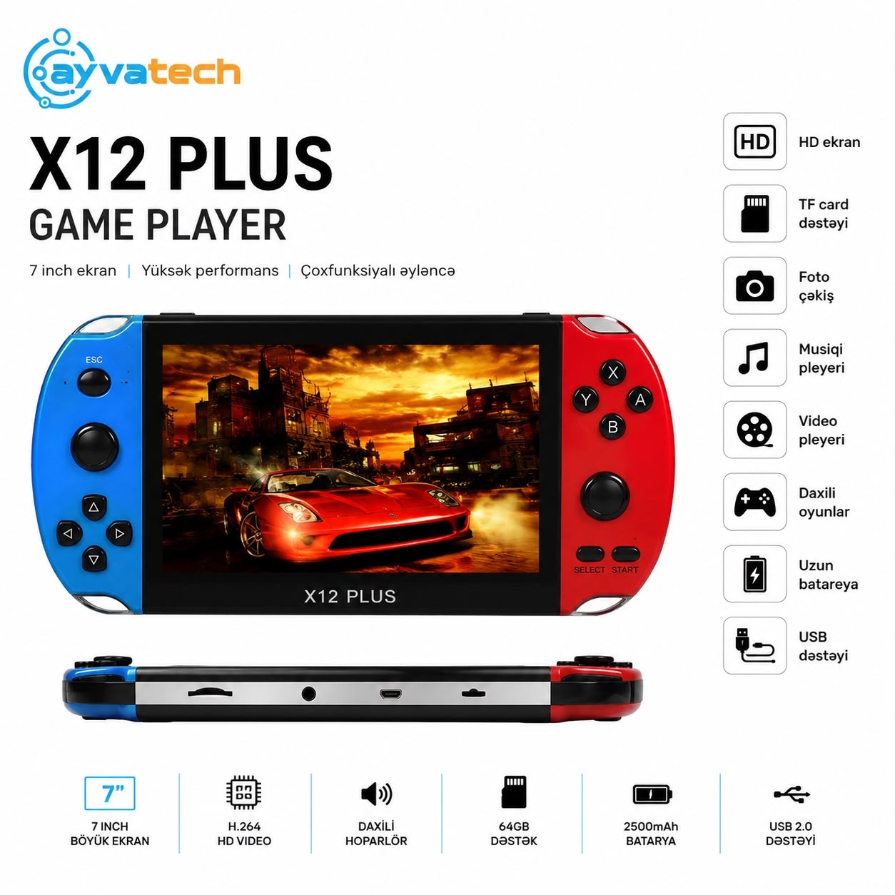 X12 Plus portativ oyun konsolu – 7