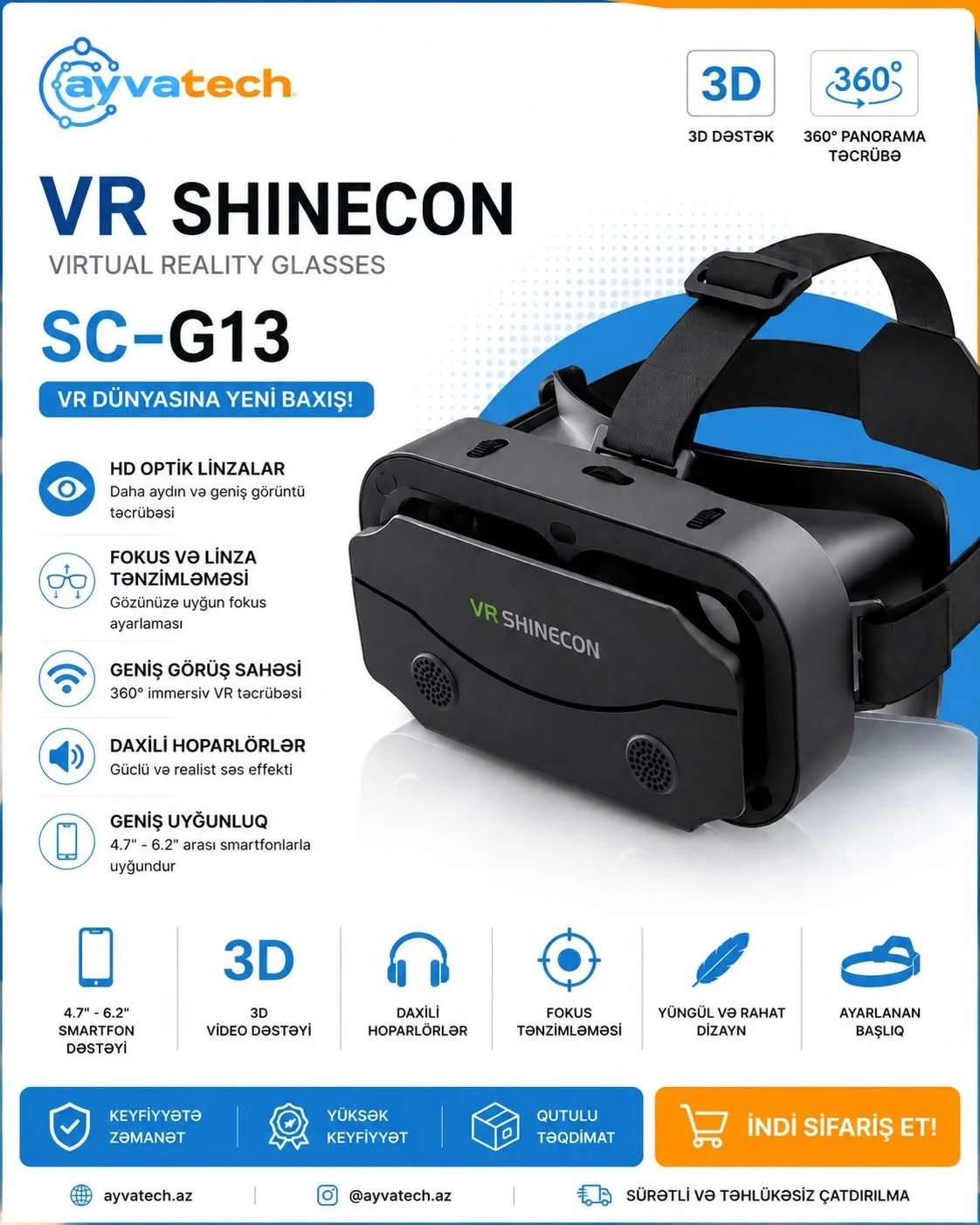 VR SHINECON SC-G13 virtual reallıq eynəyi